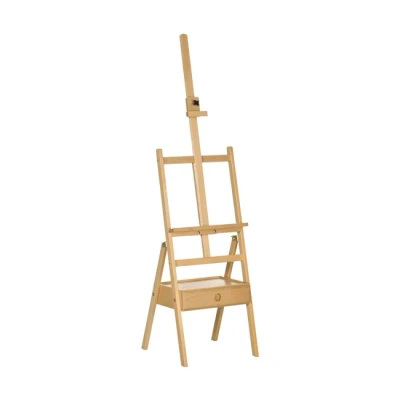 Imagen de Vinsetto Caballete de Pintura Sostiene Lienzos hasta 92 cm Madera con Cajón y Altura Ajustable Estudio Marco en H 43,5x43x150 190 Natural