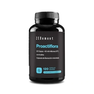 Imagen de Probióticos y Prebióticos Intestinales, 120 Cápsulas Gastrorresistentes 19 cepas (30 mil millones de UFC) + Inulina Suplemento Digestivo &amp; Sistema Inmune Vegano Zenement