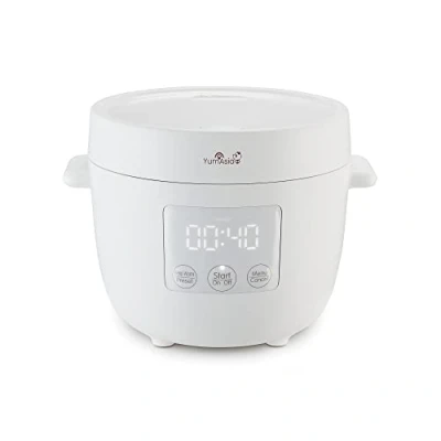 Imagen de Yum Asia Tsuki Mini arrocera con cuenco de cerámica Shinsei (2,5 tazas, 0,45 litros) 5 funciones cocción arroz, 2 multicocina, pantalla LED oculta, 220 240V (Pebble White)