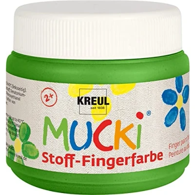 Imagen de KREUL 28105 Mucki Pintura Luminosa para Dedos de Tela, Verde, a Base Agua, sin parabenos, Gluten, lactosa y Vegana, Color Green, 150 ml (Eduplay_250076)