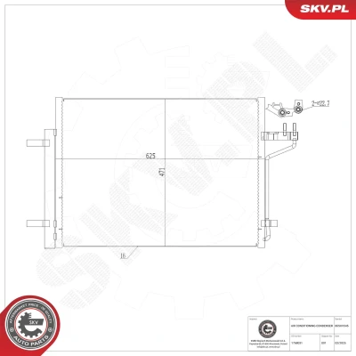 Imagen de ESEN SKV 86SKV546 Condensador con secador Aluminio 625mm FORD: KUGA 2