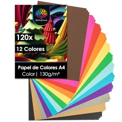 Imagen de OfficeTree 104x Folios de Colores A4 130g 12 Cartulina para Manualidades Cartulinas Imprimir Surtidos Papel