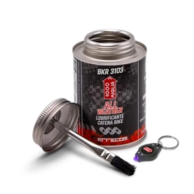 Imagen de Errecom 1000 Miglia BKR 3103 Lubricante para cadenas de bicicletas All Weather 240 ml, todas las estaciones y condiciones climáticas, tarro in One con cepillo incluido