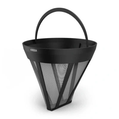 Imagen de XAVAX Filtro Reutilizable Universal para Café (Filtro Cafetera, Tamaño 1x4, Malla Acero Inoxidable, Hasta 4 tazas de 200 ml, Apto Lavavajillas) Color Negro