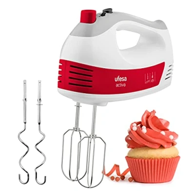 Imagen de Ufesa BV4650 Batidora Amasadora, 400W, 5 velocidades, Turbo, Tecla Expulsión Accesorios, 2 Varillas Amasadoras, Batidoras, Diseño Ergonómico con Agarre de Tacto Suave