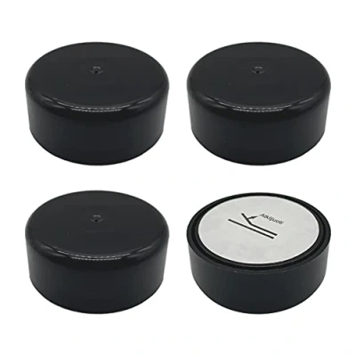 Imagen de SKIR&#039;CO Paquete de 4 patas plástico ajustables en altura para muebles, redondas 55 mm diámetro, autoadhesivas con calcomanías (4, negro brillante)