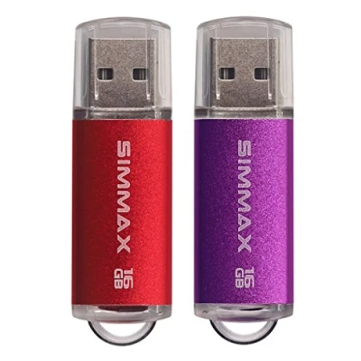 Imagen de Memorias USB 2 Piezas 16GB 2.0 Stick Flash Drive Pendrives Almacenamiento Datos por SIMMAX (16GB Rojo Púrpura)