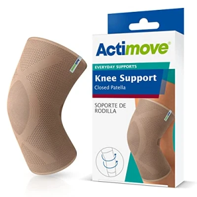 Imagen de Actimove Everyday Supports Knee Support Closed Patella For Men and Women Helps with Pain Relief Swelling Chronic Overuse Injuries Left/Right Wear Beige, Small