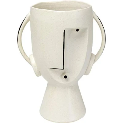 Imagen de Kare Face Pot 51689 Jarrón (30 cm, gres, 23 x 16 30 cm), Color Gris