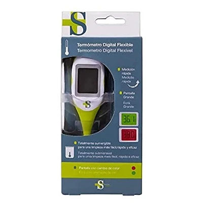 Imagen de Sanitec BC0509 Termometro Digital Pantalla Grande y Retroiluminable, color verde, blanco gris