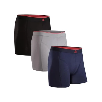 Imagen de DANISH ENDURANCE Calzoncillos Hombre Boxer de Bambu, con o Sin Bolsillo, Suaves y Elásticos, 3 Pack, Multicolor (1x Negro, 1x Gris, Azul Marino), M