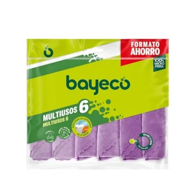 Imagen de Bayeco, Pack De Bayetas 6 Multiusos 220 Ml, Mix, 30x30cm,