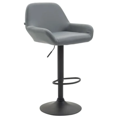 Imagen de CLP Taburete De Bar Braga en Simil Cuero con Respaldo &amp; Reposabrazos Silla Alta Regulable Altura Giratorio I, Color:Gris, Color del Marco:Negro