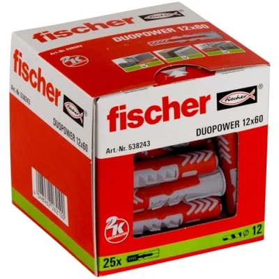 Imagen de fischer Duo Power 538243, Gris Y Rojo, 12 x 60 (Caja 25 tacos)