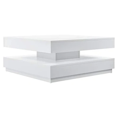 Imagen de [en.casa] Mesa de Centro Salón 76 x 38 cm Mesita Auxiliar con Almacenamiento para té o café, Blanco