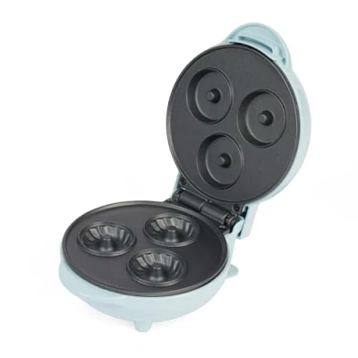 Imagen de Petra PT4698PPVDEEU7 Aparato para preparar minidonuts, 550 W, fácil de limpiar, placas antiadherentes, hace 3 minidonuts a la vez, veganos, matcha, helado y desayunar, morado pastel