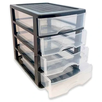 Imagen de AC Cajonera de Almacenamiento Sobremesa con 4 cajones, Torre Multiusos para Oficina, hogar, Escuela, etc. 35 x 27 35,5 cm. Color Negro