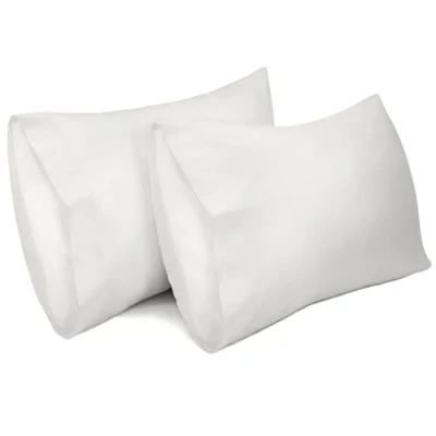 Imagen de Lirex 2 Paquetes Fundas de Almohada, 100% Algodón Transpirable Almohada la Cubiertas (50 x 91 cm, Blanco)