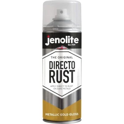 Imagen de JENOLITE Directorust Pintura Metálica Brillo ORO en aerosol multisuperficie Imprimador, capa base y superior todo uno 400ml