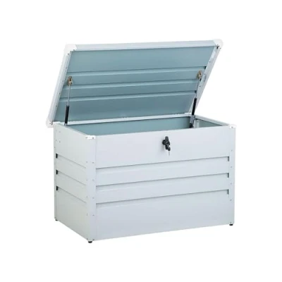 Imagen de Beliani Caja de Almacenamiento para Exterior Acero galvanizado Gris Claro 300L Cebrosa