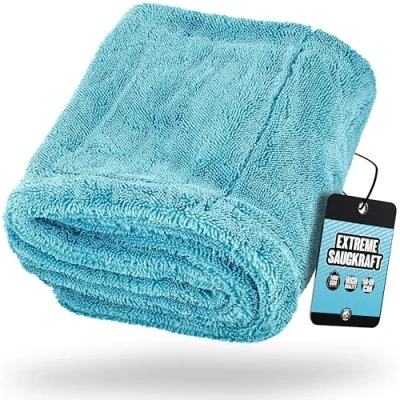 Imagen de Nuke Guys Gamma Dryer XXL Paño de Secado Ultra Absorbente 1400GSM Azul 50x80cm sin Pelusas Fibras Suaves Redondeadas arañazos, Extra Grande Microfibra Premium para Coche, Moto