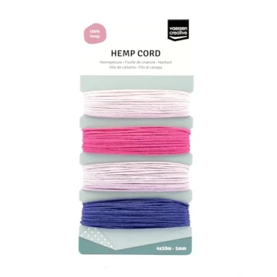 Imagen de Vaessen Creative Assortment Cord, Hemp, Purple/Pink, 4 x 10 m