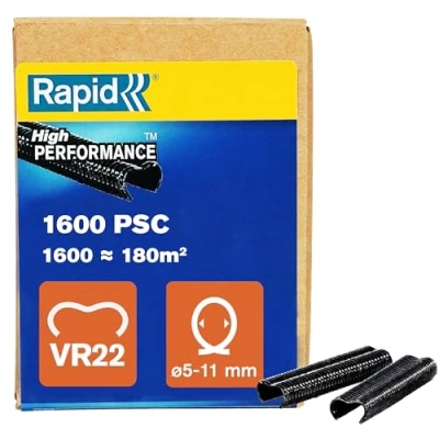 Imagen de Rapid VR22 Grapas Anilladas Galvanizadas para Vallas con Recubrimiento PET Negro, Compatible Malla de Alambre 5 11 mm, Ideal Cercar Terrenos y Jardines, 1600 Unidades (40017338)