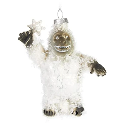 Imagen de BRUBAKER Bola de Navidad Yeti Vidrio Pintada a Mano y soplada con la Boca Decoración del árbol Divertida Monstruo Nieve Figurita Navideña Colgante