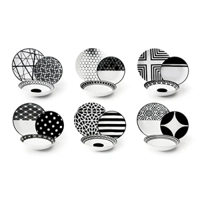 Imagen de Excelsa Emily Juego de platos, porcelana, blanco/negro, 18 artículos