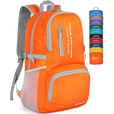 Imagen de ZOMAKE Mochila Plegable Ligera Mochilas de Senderismo Pequeña Con Resistencia Al Agua 35L Para Hombre Mujer Viaje Trekking Deporte(Naranja)