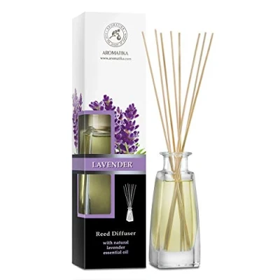 Imagen de Ambientador Hogar Lavanda 100ml Difusor de Aroma con Aceite Esencial Aromático Reed Difusores 10 Palitos Ratán Perfumado Varitas Aromáticas