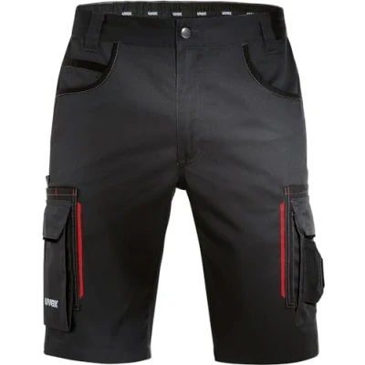 Imagen de Uvex Pantalones Cortos de Trabajo Tune up Cargo Hombre para el con Muchos Bolsillos y 35% algodón Negro Rojo 52