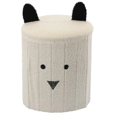 Imagen de Puff Plegable con almacenaje, de Felpa, para niños, 28x28x34 cm (Blanco)