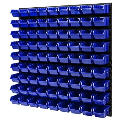 Imagen de PAFEN Estantería de pared apilable, 772 x 780 mm, 81 unidades, sistema almacenamiento (azul)