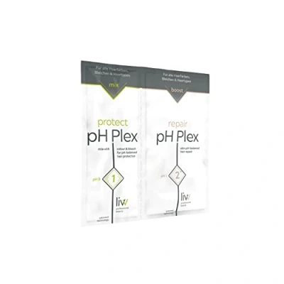 Imagen de pH Plex 1 protect &amp; 2 repair Set Para el cuidado del cabello. Protección y reparación con color decoloración Repara cabello dañado todo tipo de Resultados profesionales en casa