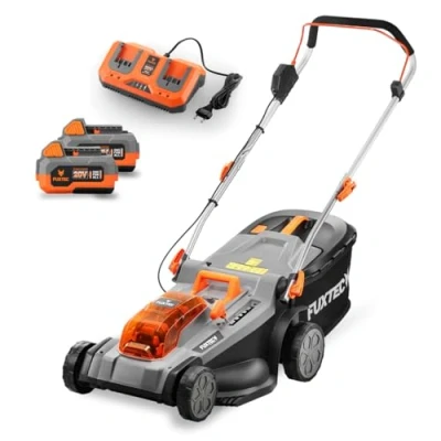 Imagen de FUXTEC Cortacésped Inalámbrico 40V (2x20V) E2RM37 Kit de Baterías y Cargador Incluido Ancho Corte 37cm, Altura Ajustable, con Batería, Sin Cables