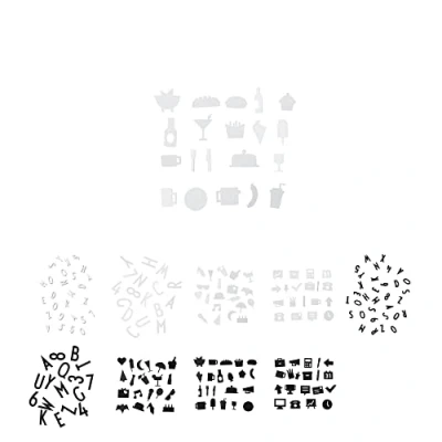 Imagen de Design Letters Iconos de Comida for Tablero Letras 21 Piezas (Blanco) Haga su Propia Tarjeta menú u organice Comidas semanales en el