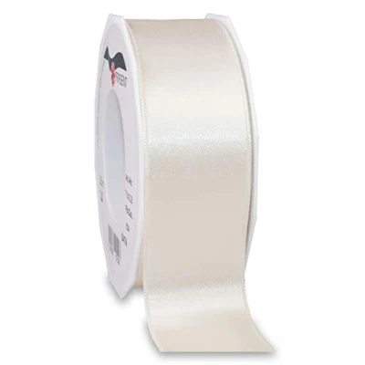 Imagen de C.E. PATTBERG PRÄSENT cinta regalo satén color marfil, 25 m de raso para envolver regalos, 40 mm ancho, decoración y manualidades, decorativa versátil