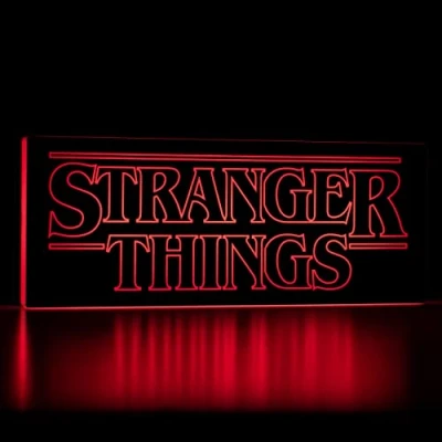 Imagen de Luz Logo Stranger Things Lámpara Oficial Netflix, 2 Modos, Decoración con USB o Pilas