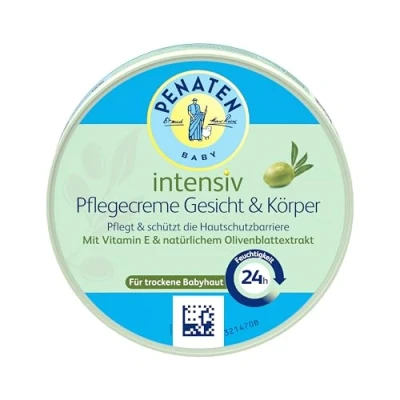 Imagen de PENATEN crema de cuidado intensivo para cara y cuerpo (100 ml), facial corporal bebés rápida absorción, hidrata las 24 horas, con vitamina E extracto hoja olivo natural