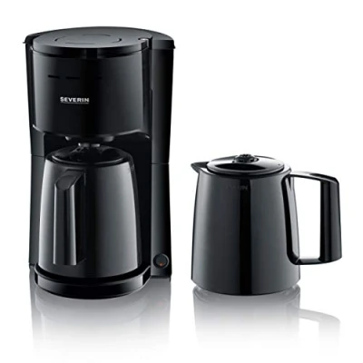 Imagen de SEVERIN Cafetera de goteo con jarra adicional para 16 tazas, filtro / americana 2 jarras termo, desconexión automática, Negro, KA 9307
