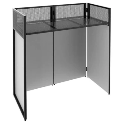 Imagen de Vonyx DB4 Pro Mesa de DJ, DJ Plegable, Móvil y Cabina con Ribete Blanco Negro, Stand Móvil, Equipo para en Celebraciones