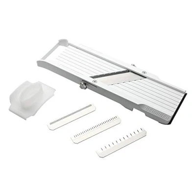 Imagen de Benriner BN 64W 1 Mandolina Cortadora Para Verduras, Plástico ABS, 3 Cuchillas Intercambiables, Blanca, Clásica