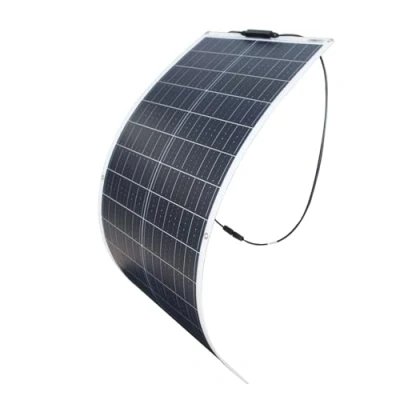 Imagen de panel solar 100 W 12 V flexible monocristalino ultra ligero delgado impermeable cargador para autocaravana, techo, caravana, barco y superficies irregulares (100 W)