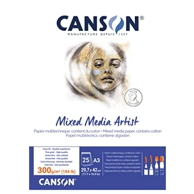 Imagen de Canson Mix Media Artist Bloc Encolado A3 25 hojas 10% Fino 300g