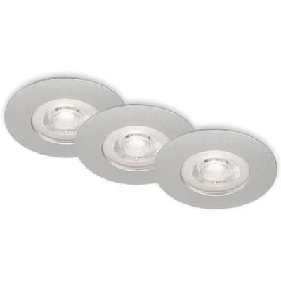 Imagen de BRILONER Juego de 3 focos LED empotrables en el techo, regulables, ultraplanos para baño, baño IP44, cromo mate, 90x25 (DxH)