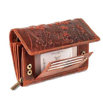Imagen de MATADOR PRAG cartera de cuero para mujer grande con elegante embalaje regalo RFID lujo grande, monedero muchos compartimentos,
