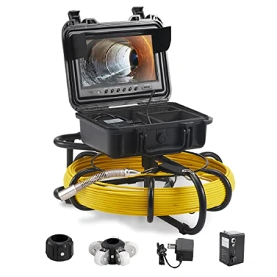 Imagen de VEVOR Cámara Endoscópica de Drenaje Pantalla 9&quot; con IP68 Impermeable Batería 4500 mAh 12 LED Ajustable Cable 70m Tarjeta SD 16GB para Tubería Alcantarillado Plomería en Hogar