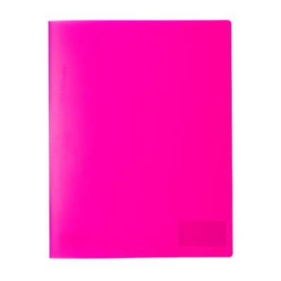 Imagen de HERMA 19638 carpeta archivadora A4 translúcida rosa neón, plástico resistente, de transparente con placa para nombre y bolsillo deslizante, grapadora niños, niñas