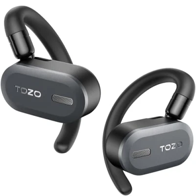 Imagen de TOZO O2 Auriculares Inalámbricos Deportivos Multipunto, 10,5g Bluetooth 5.3 con 4 Mic, App Cascos Inalambricos Running Gancho Rotación Reducción de Ruido Negro